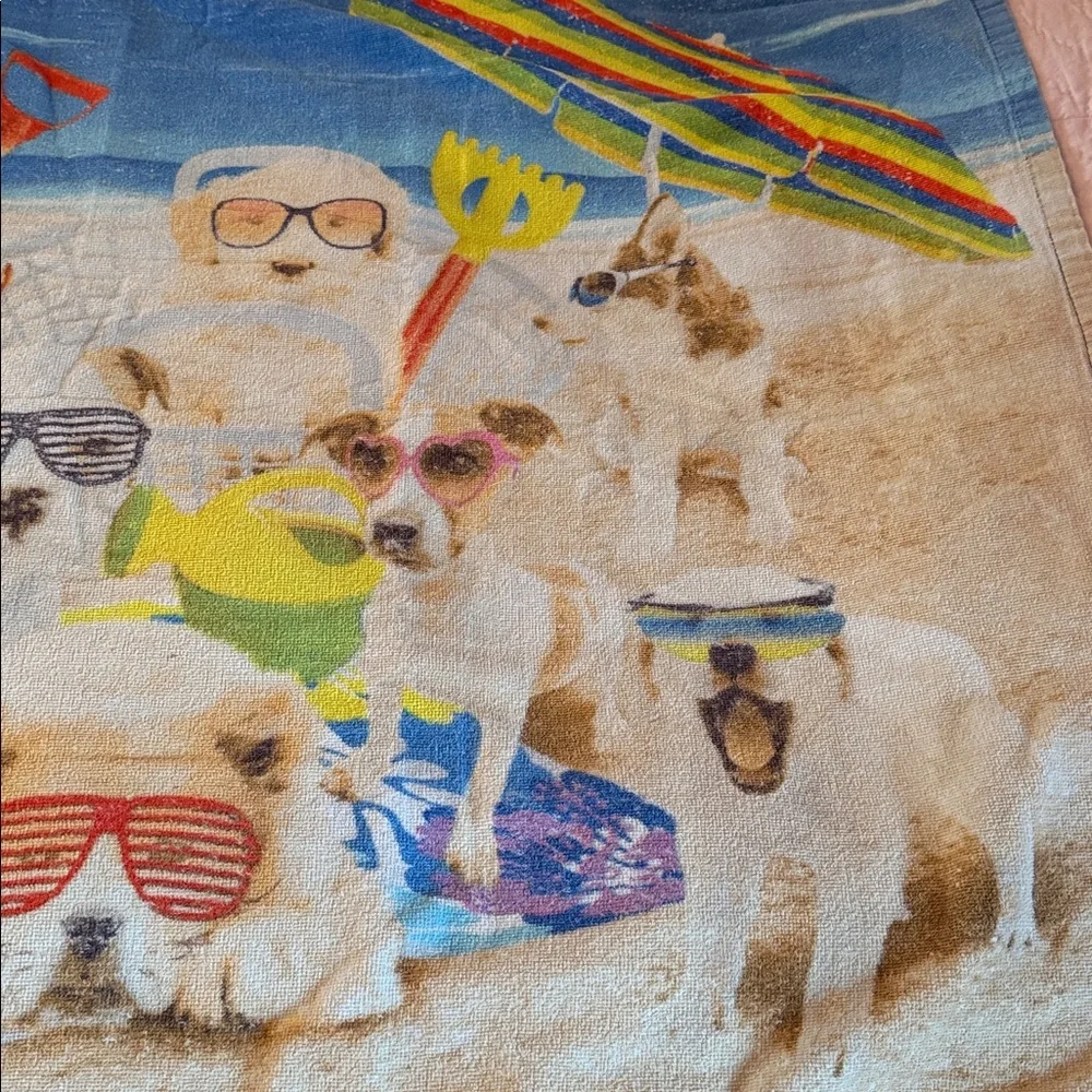 Dog Beach Towel sunglasses kid girl teen toy rainbow swim swimsuit puppy tie-dye
